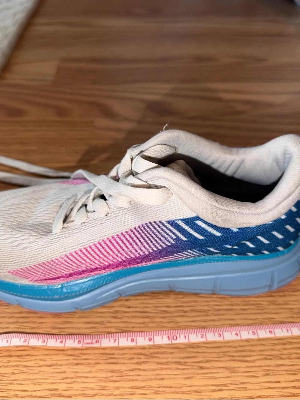 RBX Girls Athletic Sneakers - Light Gray with Blue & Pink Accents size 1
